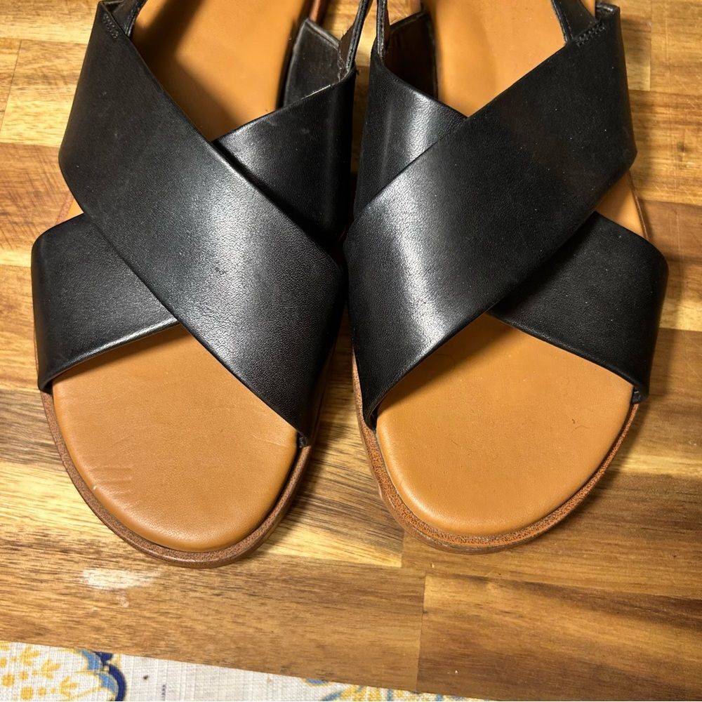 Cole Haan Fernanda Grand Flat Black Leather Sandals Size 5.5 - Picture 5 of 14